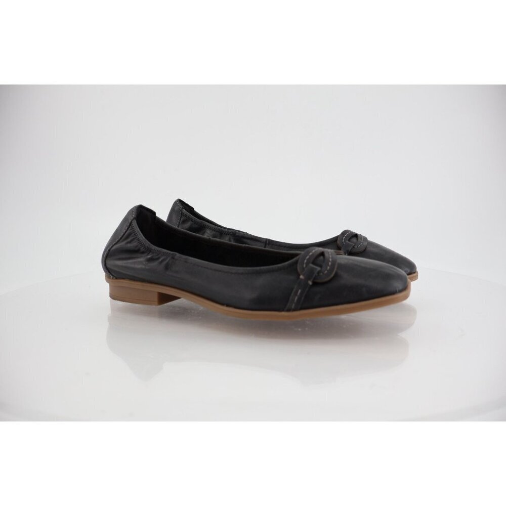 Clarks Womens Lyrical Rhyme Ballet Size 9.5 Black Leather Slip On Flat Shoes